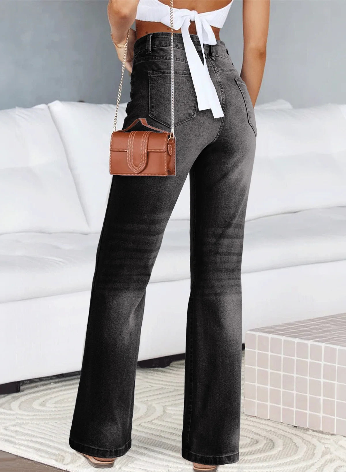 Wide Leg Jeans for Women Casual Loose Stretch Denim Pants Fashion Retro High Rise Wide-Leg Jean Trousers with Pockets US Size 4