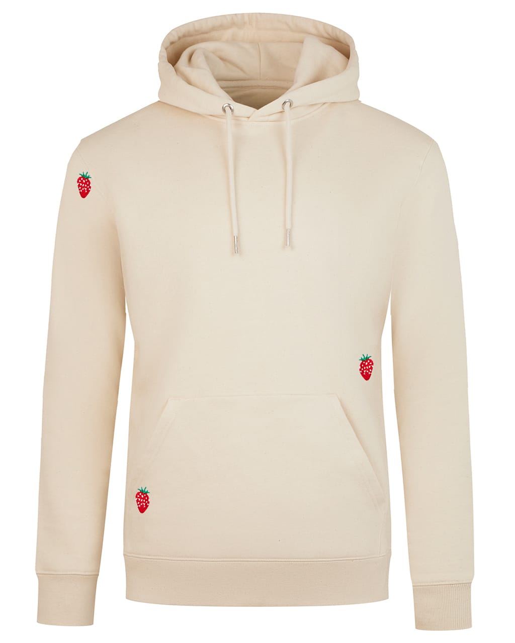 Strawberry Embroidered Hoodie Ecru Women-0