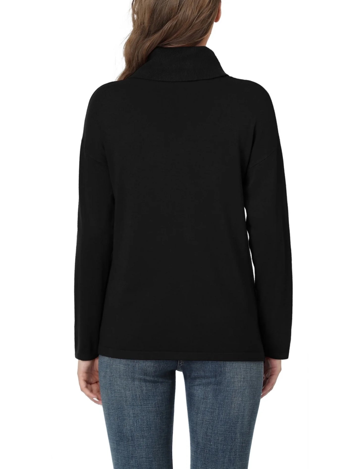 Women'S Turtleneck Sweater Long Sleeve Cozy Warm Casual Lightweight Soft Pullover Jumper Tops,Us Size,Black,M