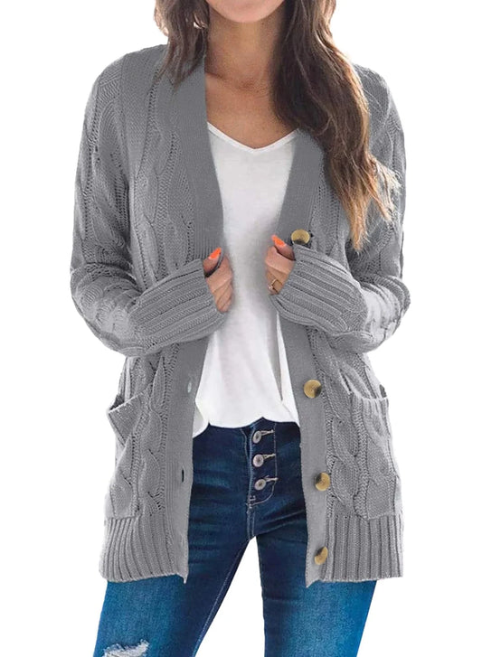 Womens Gray Sweater Fall Winter Cardigans for Women Ligghtweight Cardigan for Women