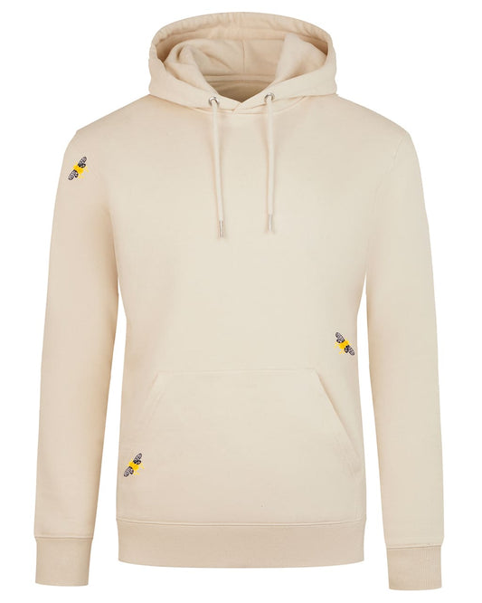 Bee Embroidered Hoodie Ecru Women-0
