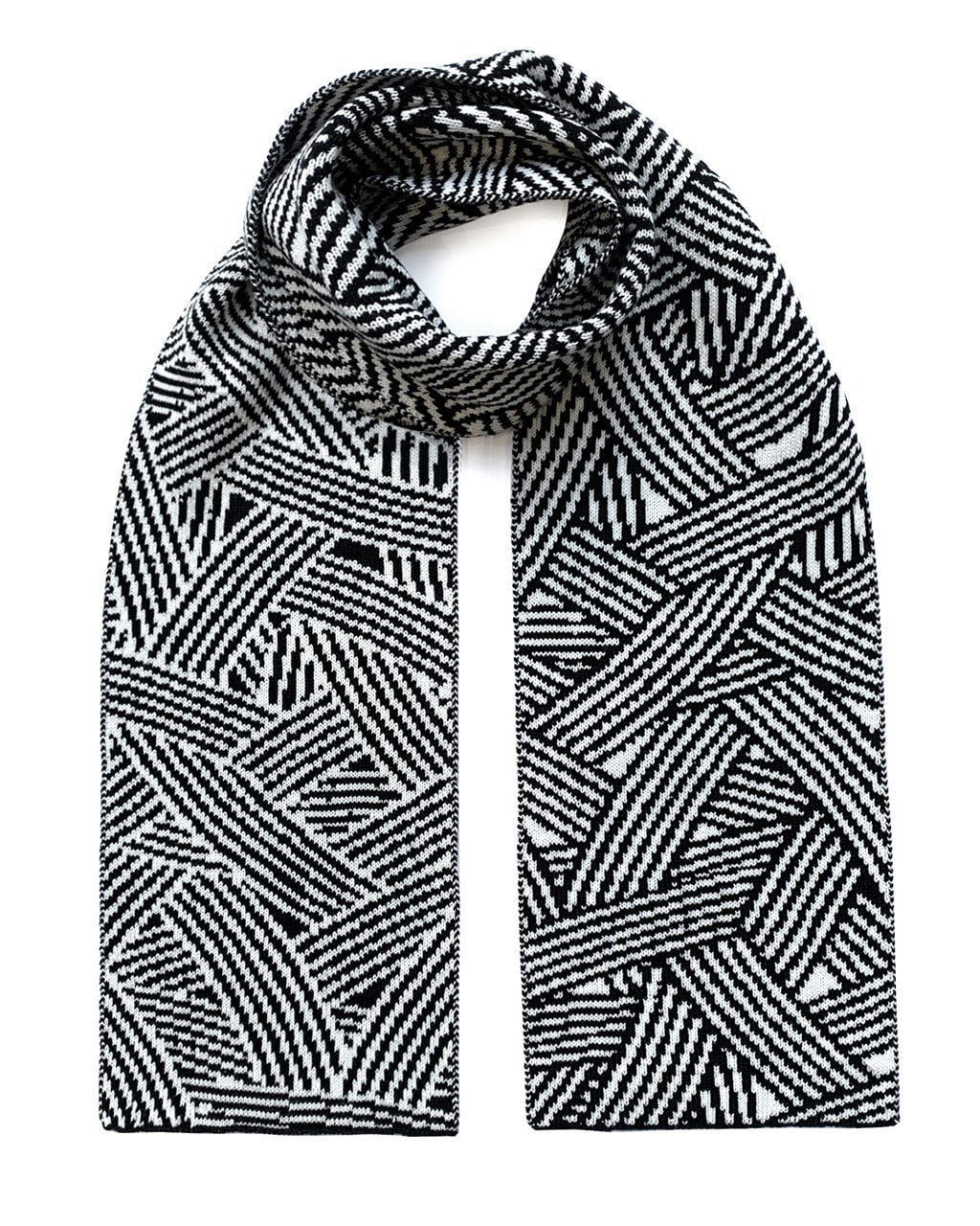 Geometric Striped Wool & Cashmere Scarf-1