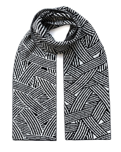 Geometric Striped Wool & Cashmere Scarf-1