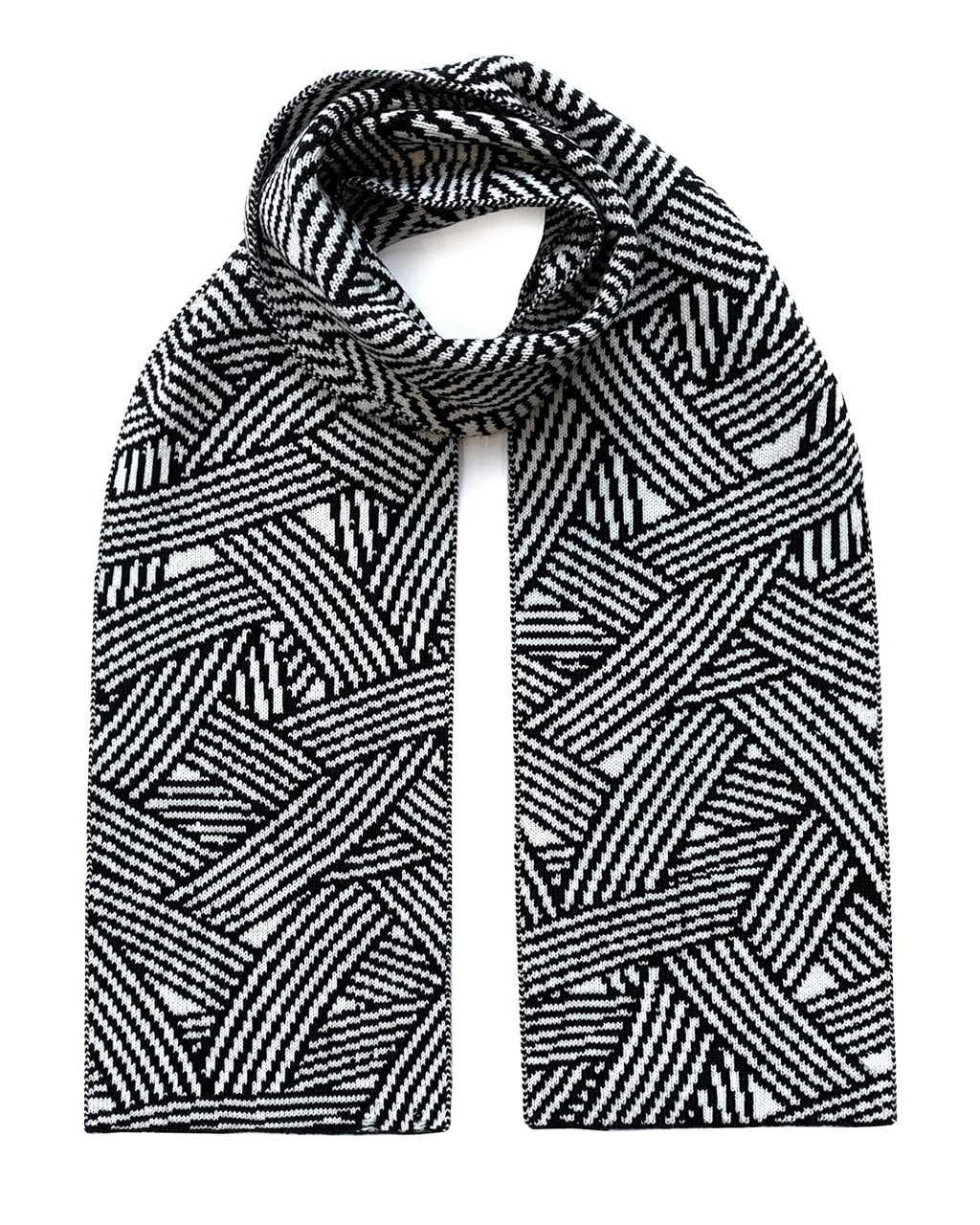 Geometric Striped Wool & Cashmere Scarf-0