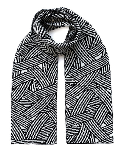 Geometric Striped Wool & Cashmere Scarf-0