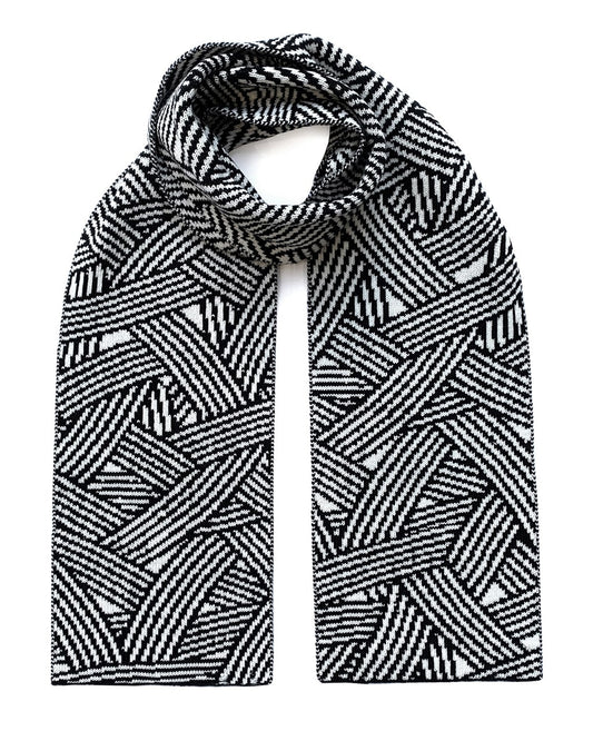 Geometric Striped Wool & Cashmere Scarf-0