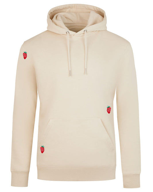 Strawberry Embroidered Hoodie Ecru Women-0